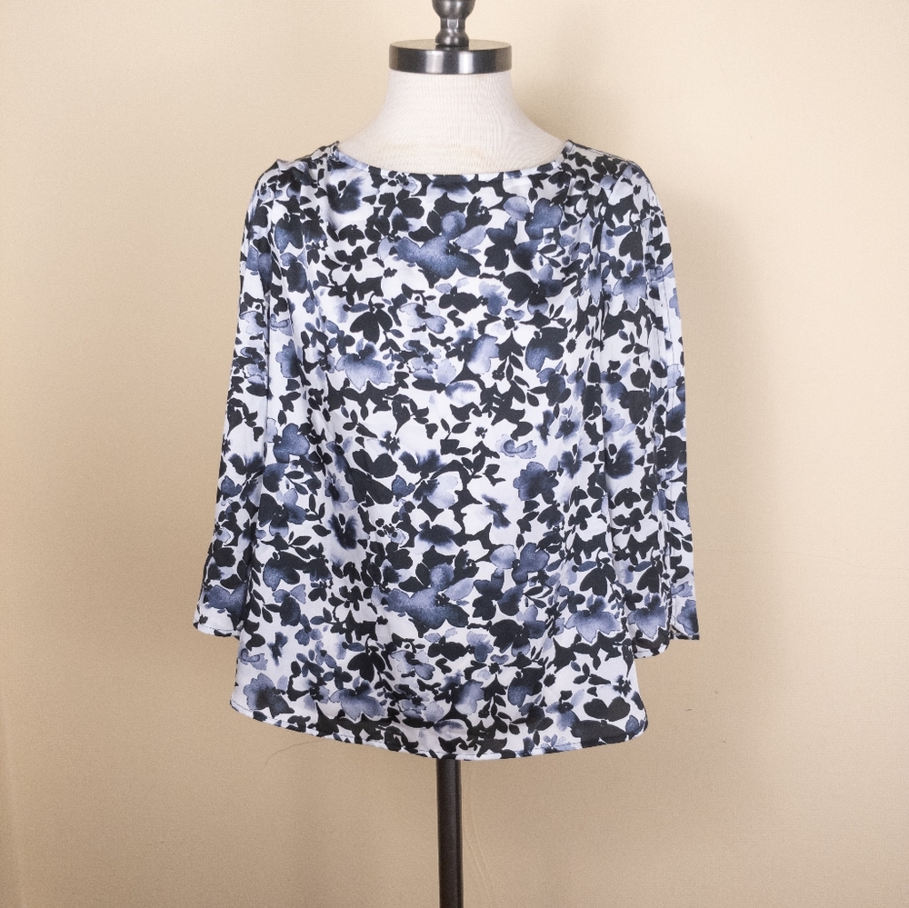 The Limited Black and White Floral Blouse